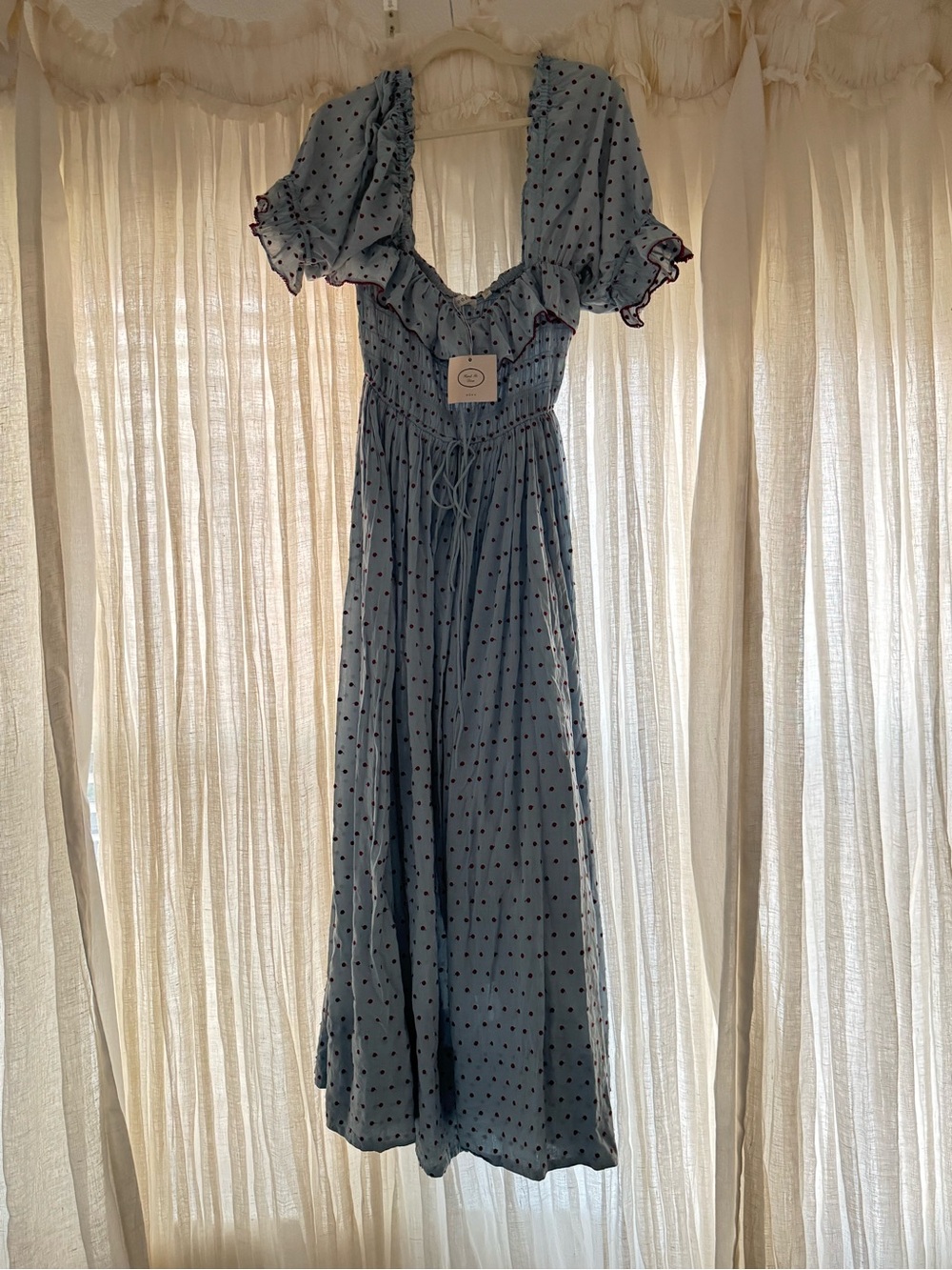 Doen Sol Dress in Azure Swiss Dot size large - Picture 7 of 9